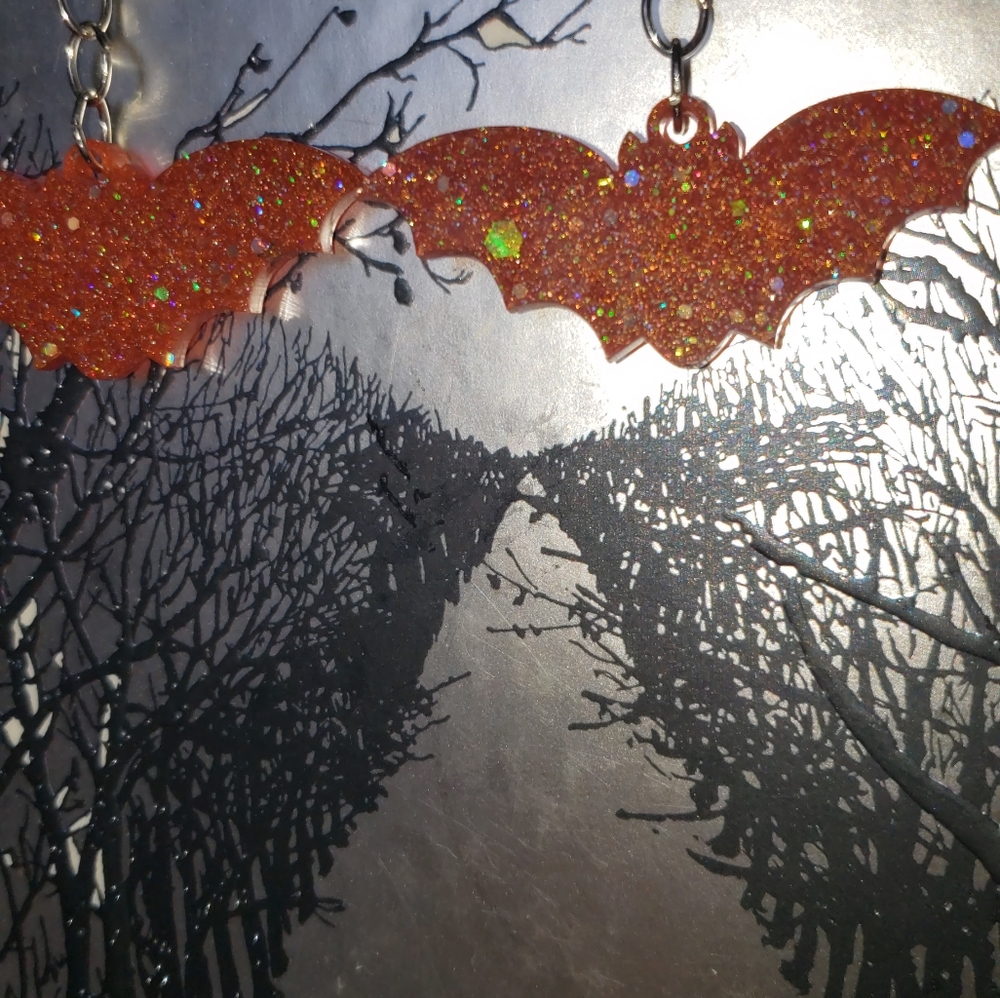 Orange Bat earings